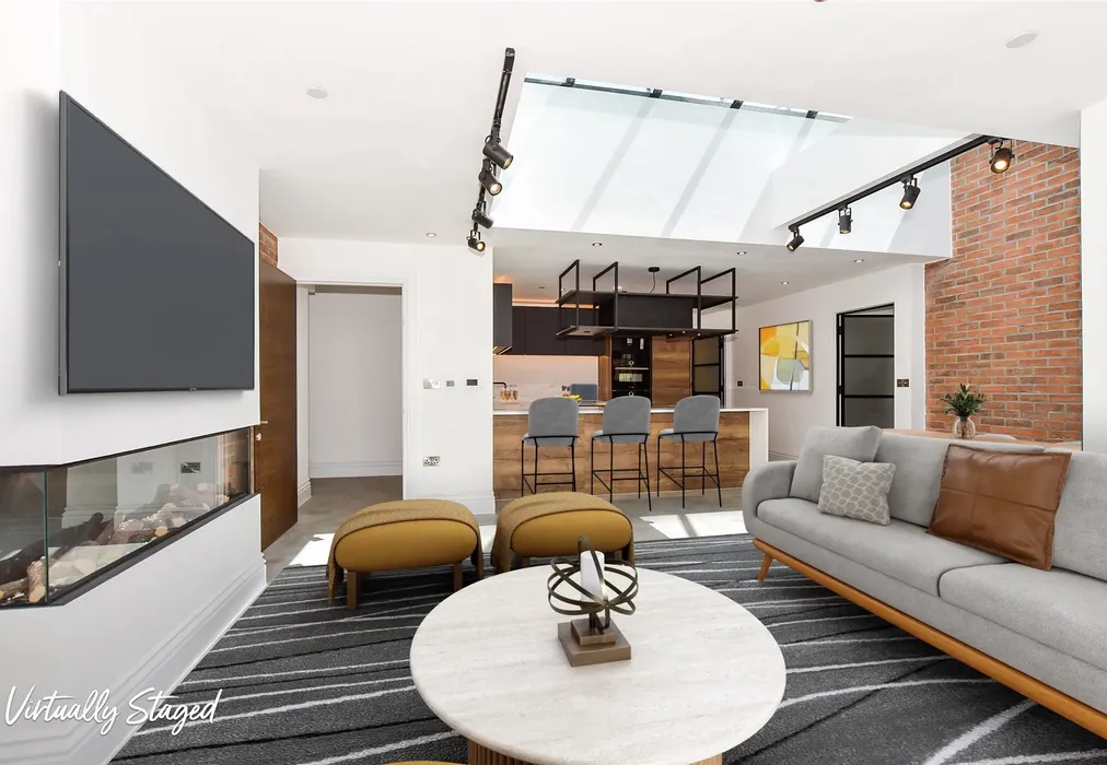 Virtually Staged Lounge Kitchen - The Carriage House, Grosvenor Road, Tunbridge Wells, Kent - Wards of Kent