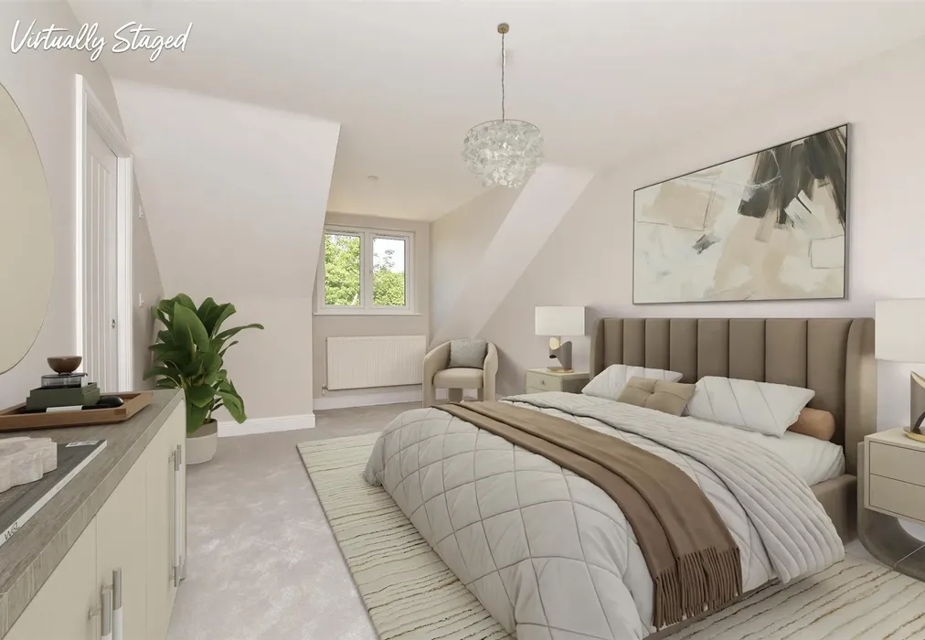 Bedroom 1 Staged - Blossom Way, Dion Carshalton, Carshalton, Surrey - Wards of Kent