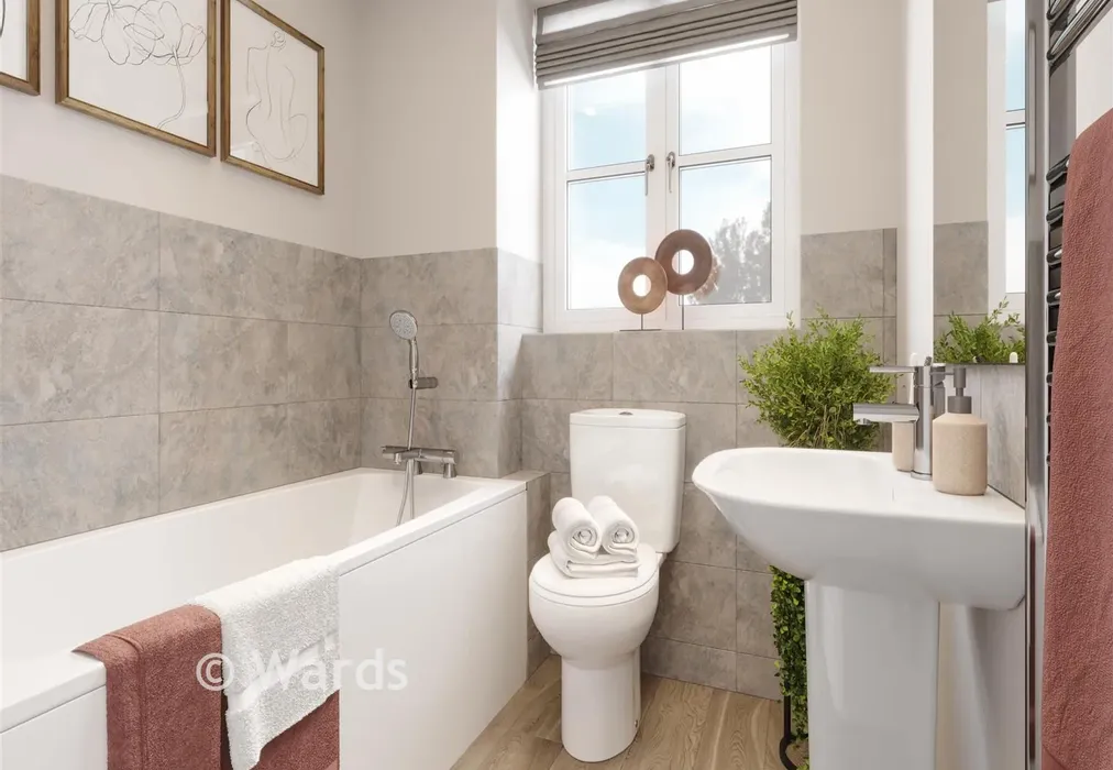 Bathroom CGI - Richmond Park, Whitfield, Dover, Kent - Wards of Kent