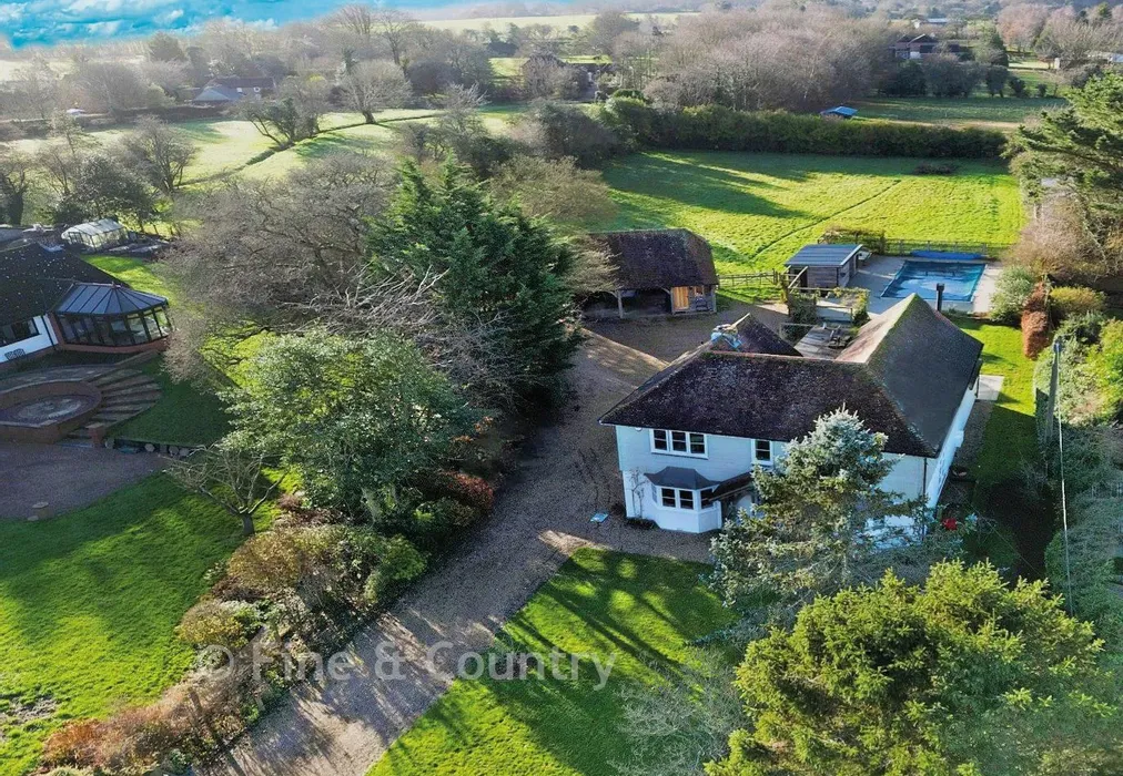 Front Aerial View - Longage Hill, Rhodes Minnis, Canterbury, Kent - Wards of Kent