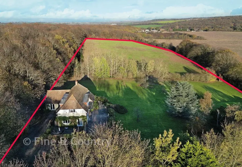 Aerial View Boundary - Denstroude Lane, Denstroude, Canterbury, Kent - Wards of Kent