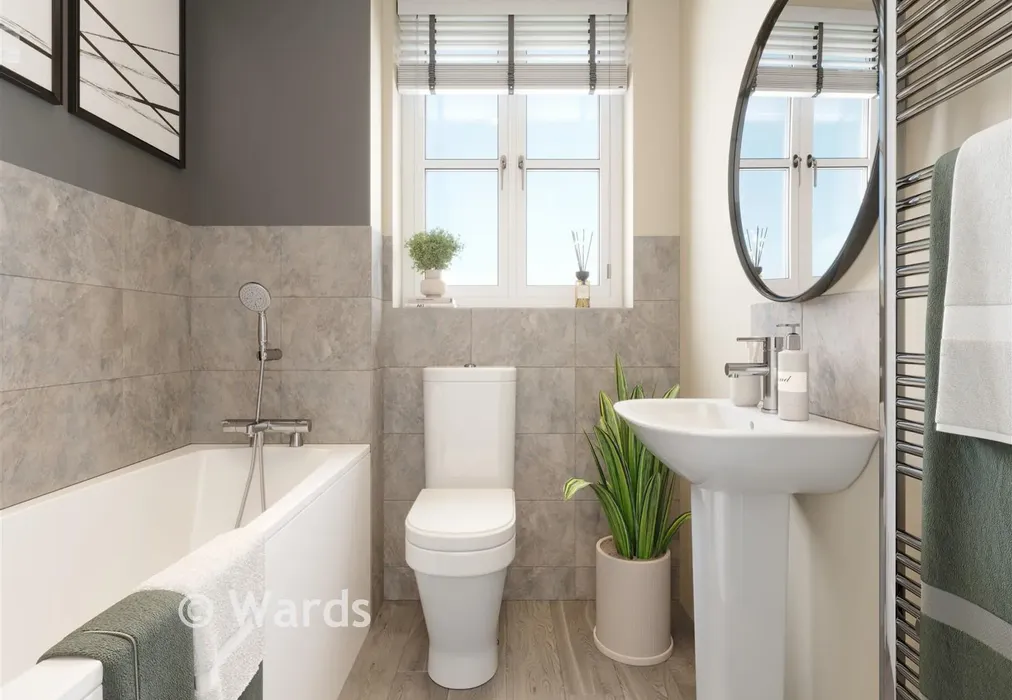 Bathroom CGI - Richmond Park, Whitfield, Dover, Kent - Wards of Kent