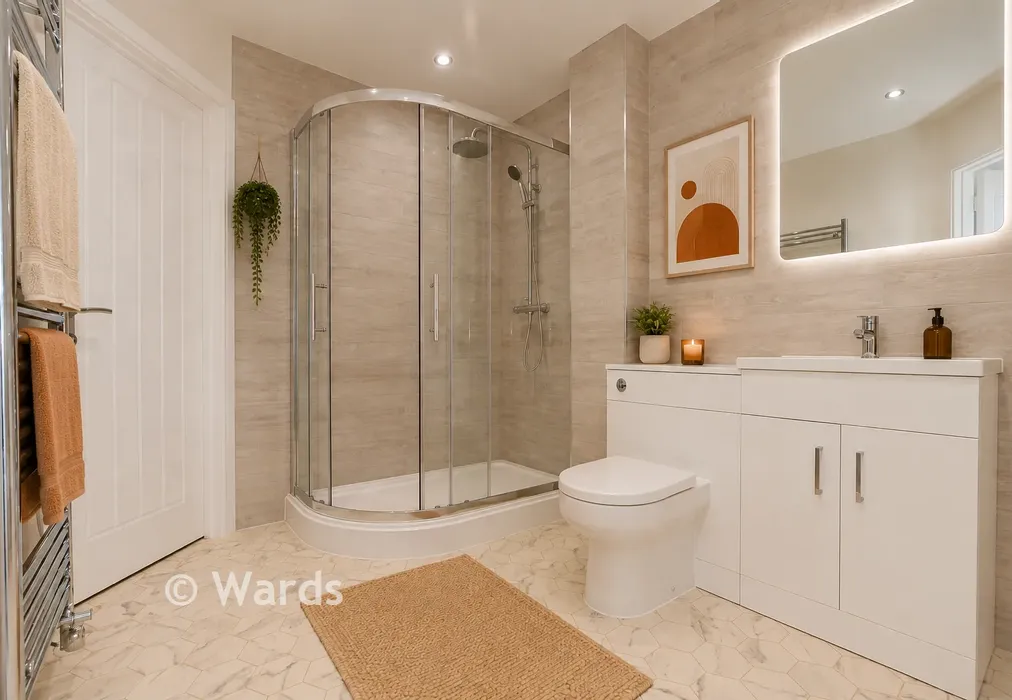 Staged Jack & Jill Shower Room - The Parade, Greatstone, Kent - Wards of Kent
