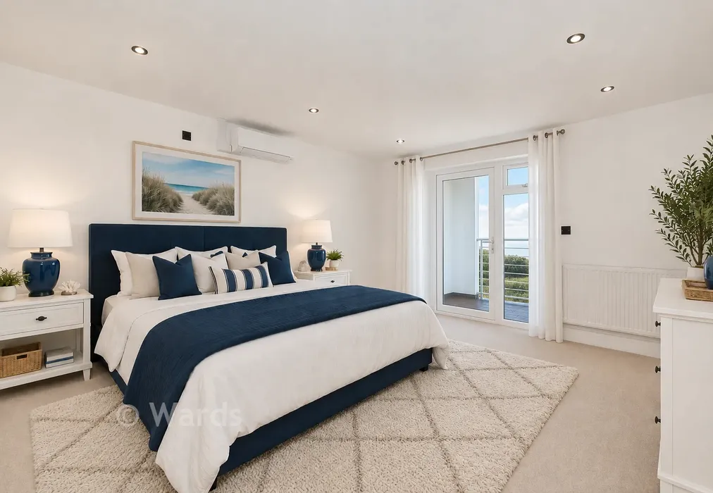 Staged Bedroom 1 - The Parade, Greatstone, Kent - Wards of Kent