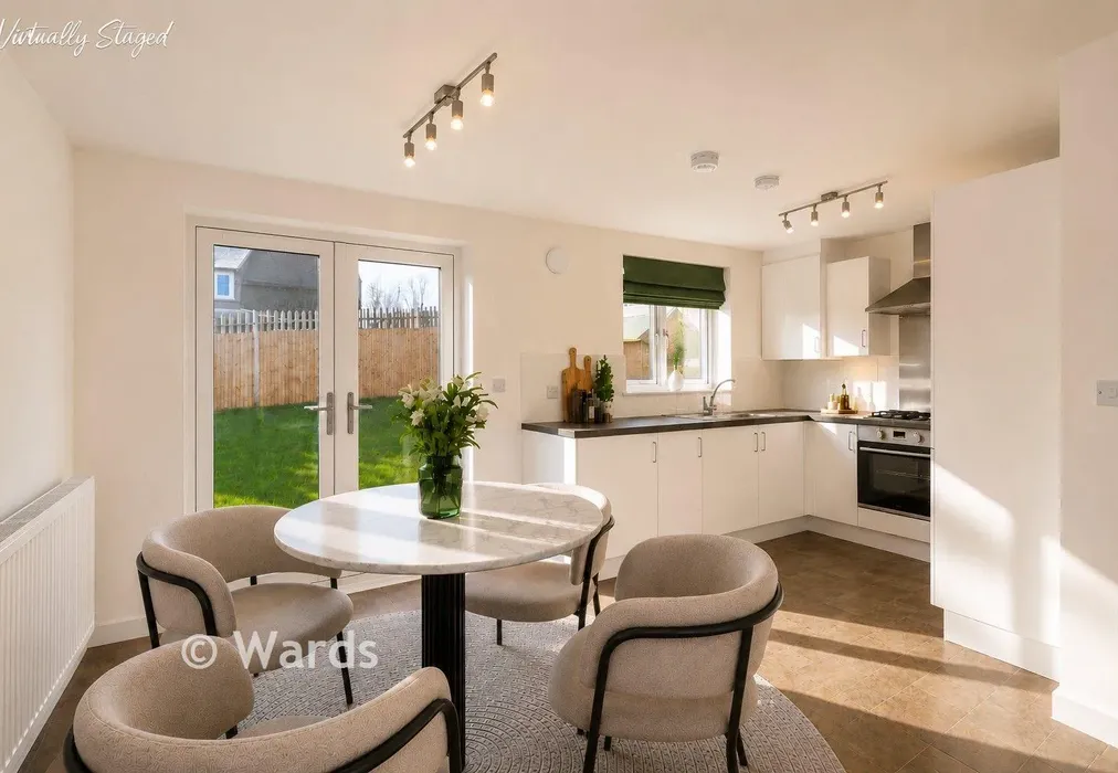 Staged Kitchen Dinner - Victoria Road West, Littlestone, New Romney, Kent - Wards of Kent