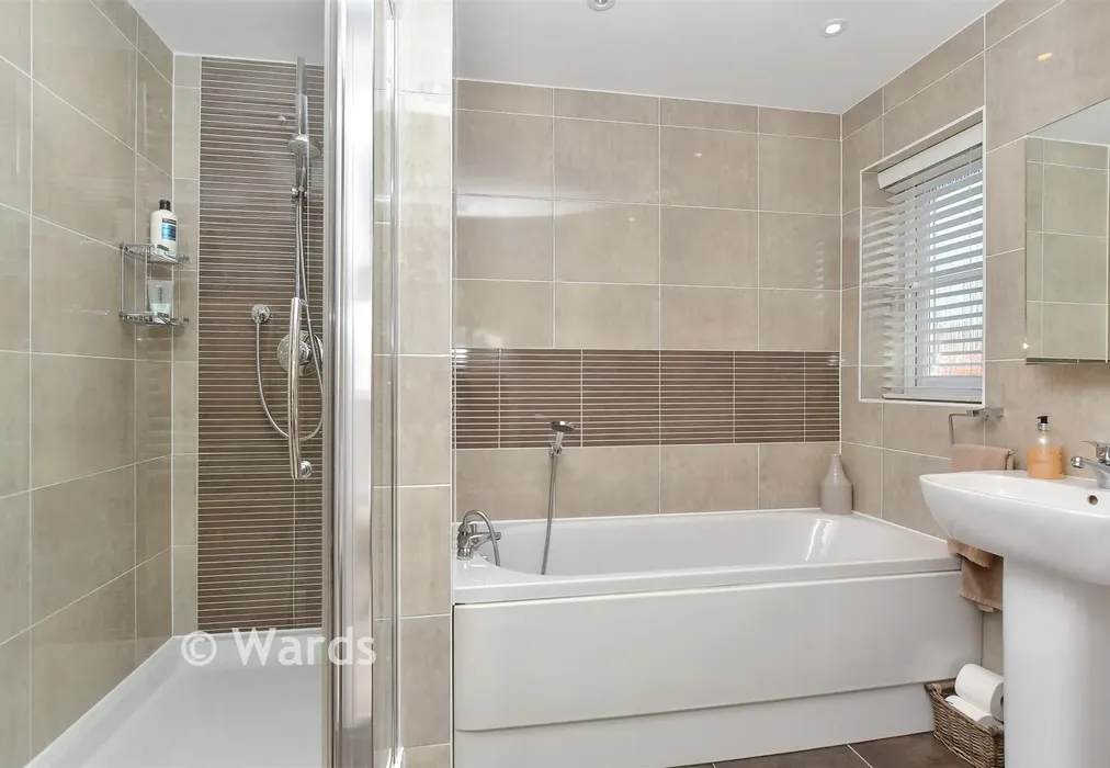 En-Suite Bathroom with Shower - Hustlings Drive, Eastchurch, Sheerness, Kent - Wards of Kent