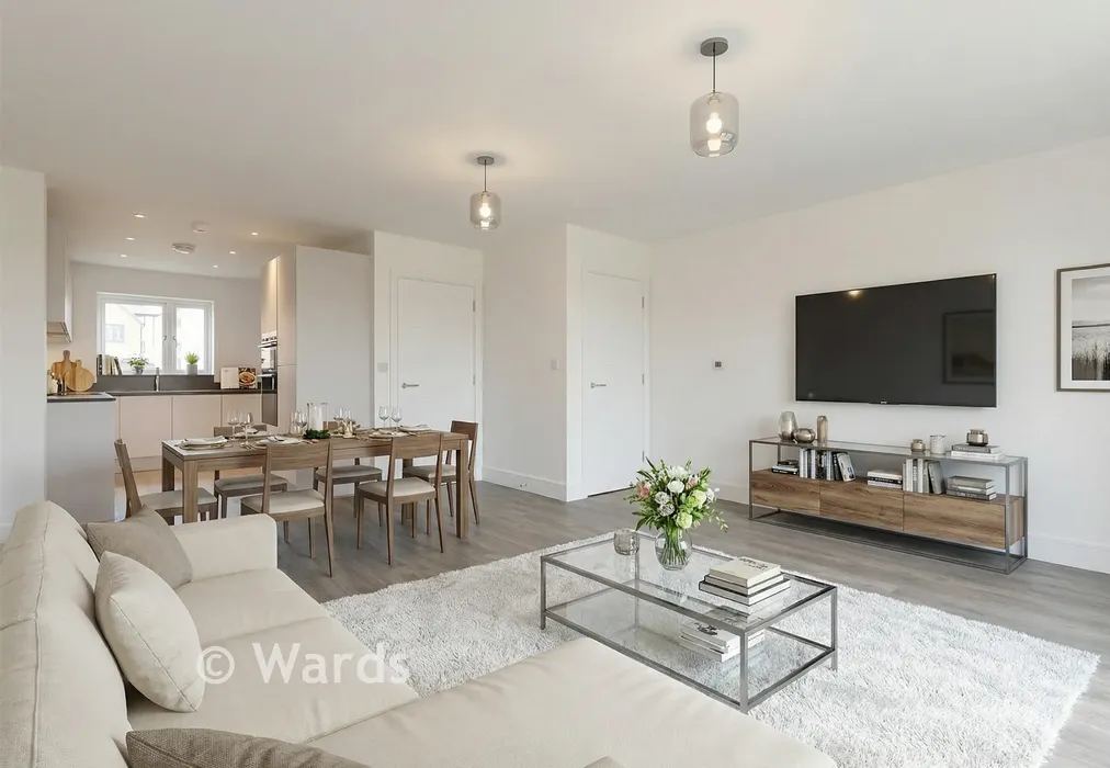 Virtually Staged Lounge/Dining/Kitchen - The Maple, Faversham Lakes, Ham Road, Faversham, Kent - Wards of Kent
