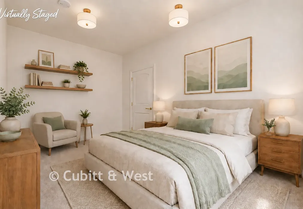 Staged Bedroom 1 - Grove House, The Green, Carshalton, Surrey - Wards of Kent