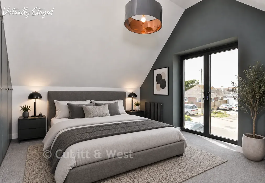 Staged Bedroom 1 - Slindon Avenue, Peacehaven, East Sussex - Wards of Kent