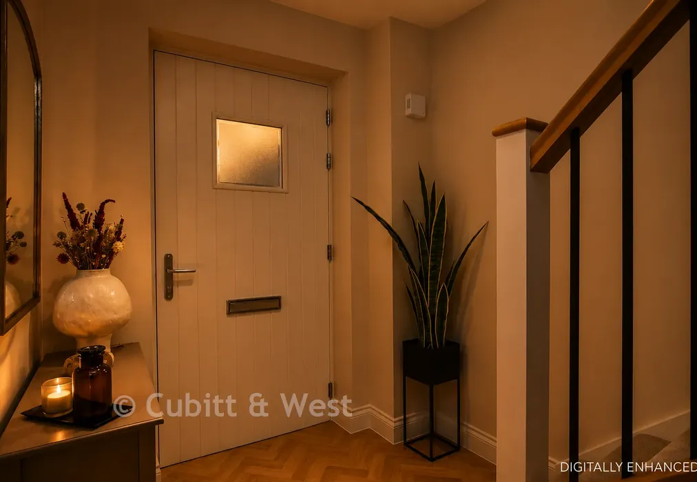 Entrance Hallway Night - Ocean Villas, Sea Road, Rustington, West Sussex - Wards of Kent