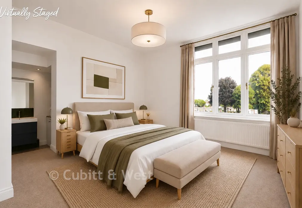 Staged Bedroom 1 - Grove House, The Green, Carshalton, Surrey - Wards of Kent