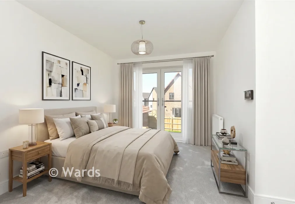 Staged Bedroom 1 - Bulldog Close, Faversham Lakes, Faversham, Kent - Wards of Kent