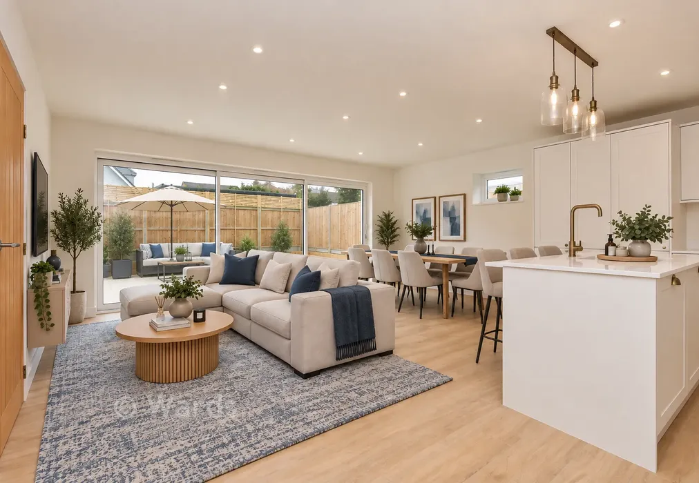 Lounge/Kitchen/Diner - Staged Image - Green Meadows, Eythorne, Kent - Wards of Kent