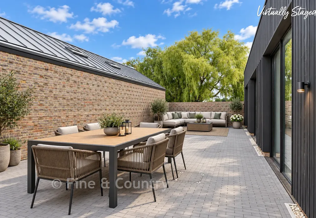 Staged Patio Area - Hartdene Barns, Hartfield Road, Cowden, Kent - Wards of Kent